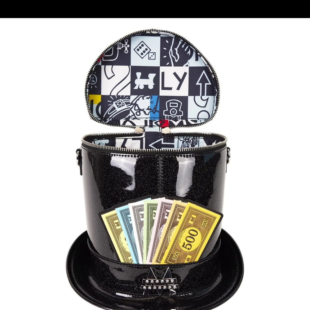 Black Top Hat Bag with Monopoly Money Design